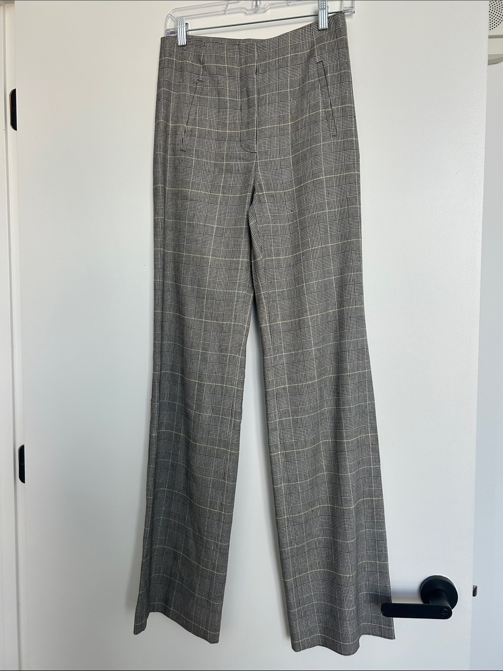 Veronica Beard Gray Plaid Linen Blend Pants